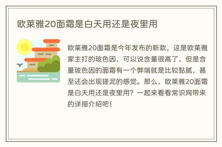 欧莱雅20面霜是白天用还是夜里用