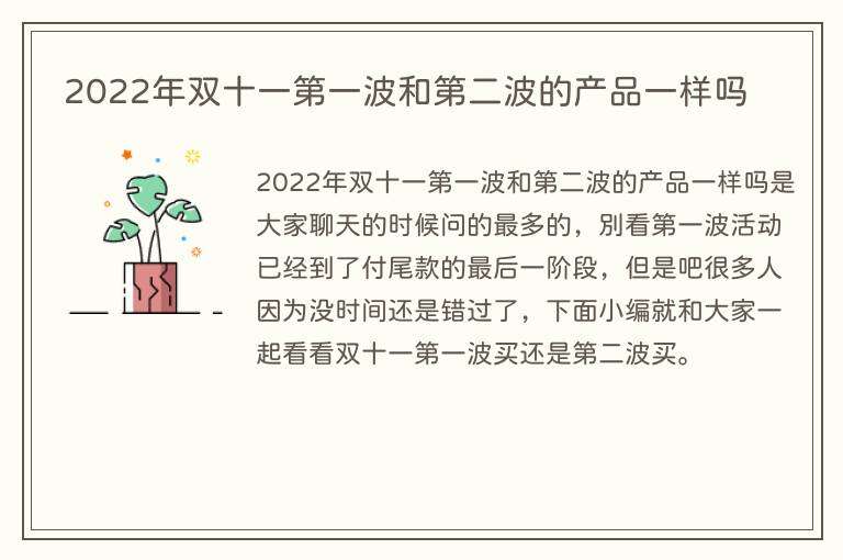 2022年双十一第一波和第二波的产品一样吗
