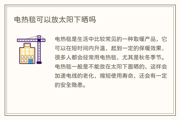 电热毯可以放太阳下晒吗