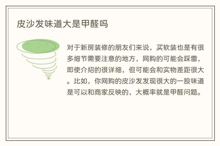 皮沙发味道大是甲醛吗