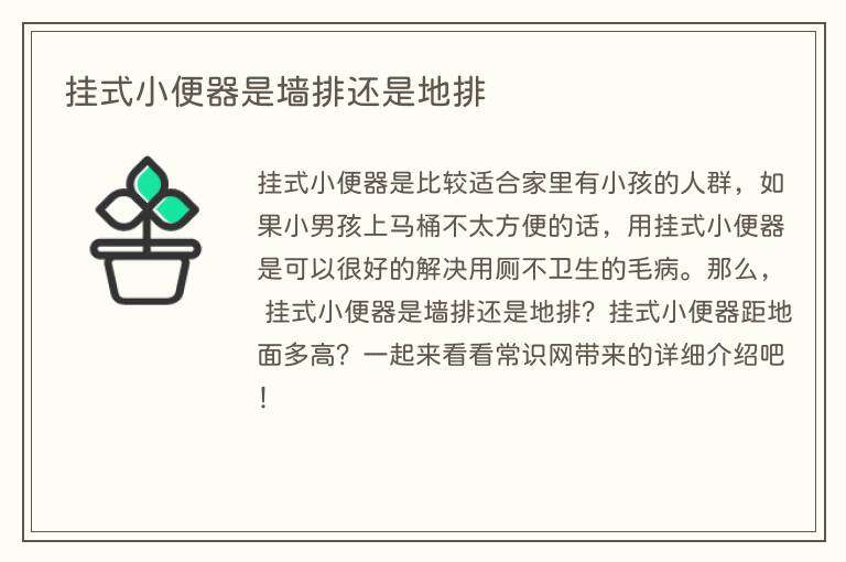 挂式小便器是墙排还是地排