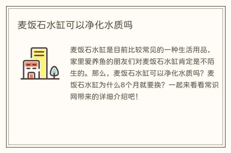 麦饭石水缸可以净化水质吗