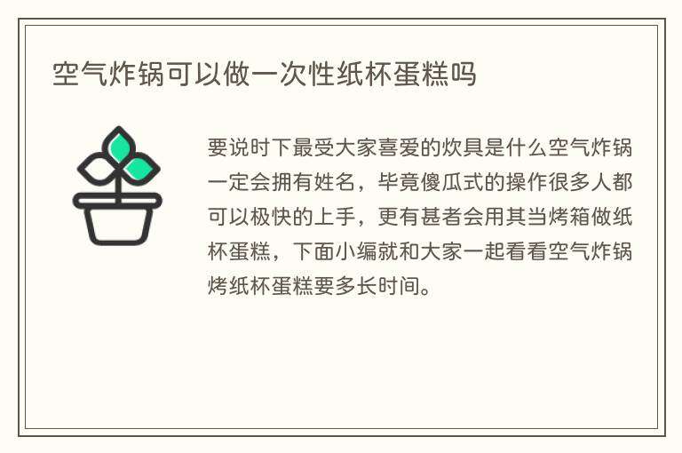 空气炸锅可以做一次性纸杯蛋糕吗