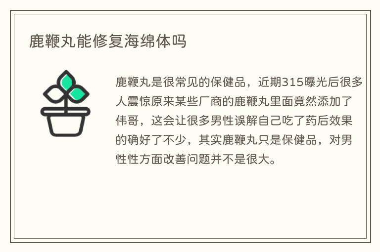 鹿鞭丸能修复海绵体吗