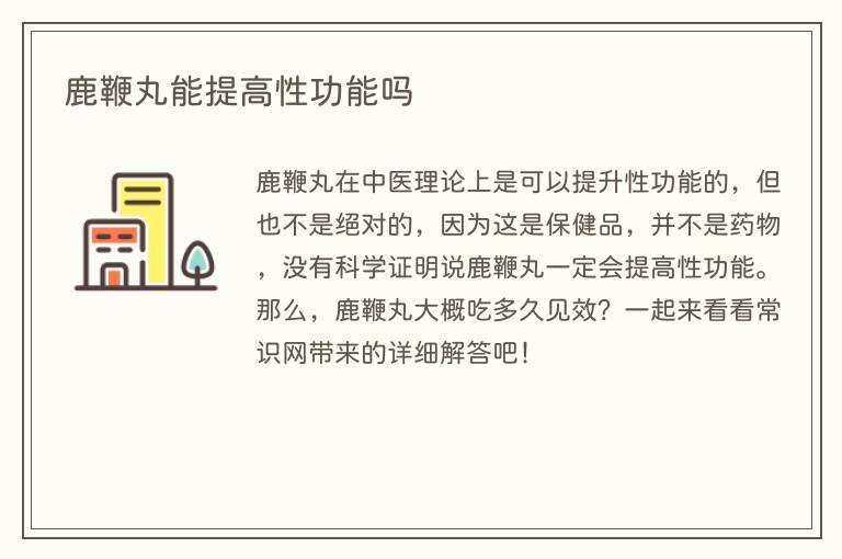 鹿鞭丸能提高性功能吗