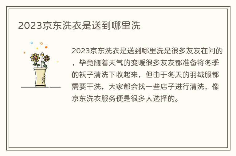 2023京东洗衣是送到哪里洗