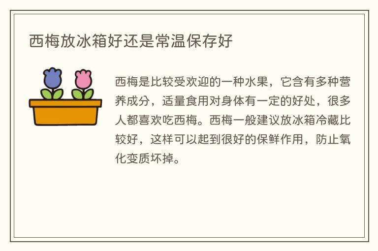 西梅放冰箱好还是常温保存好