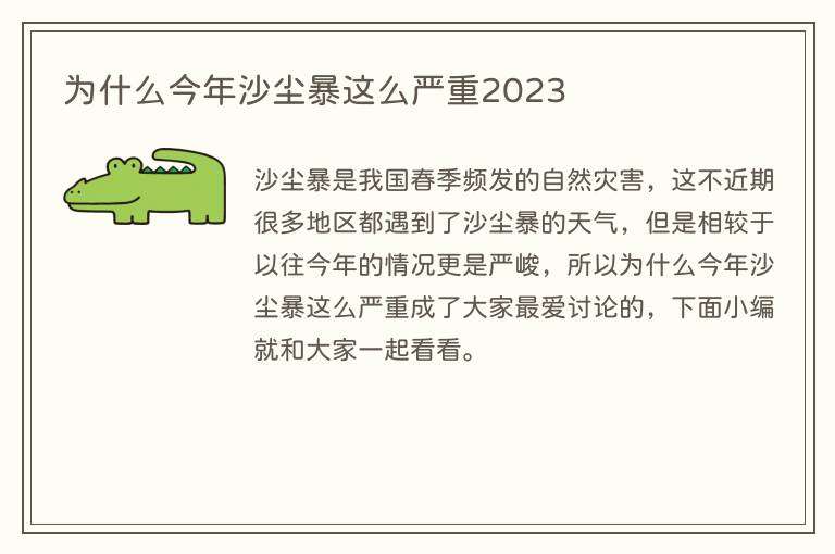为什么今年沙尘暴这么严重2023