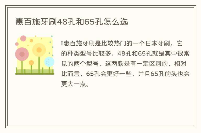 惠百施牙刷48孔和65孔怎么选
