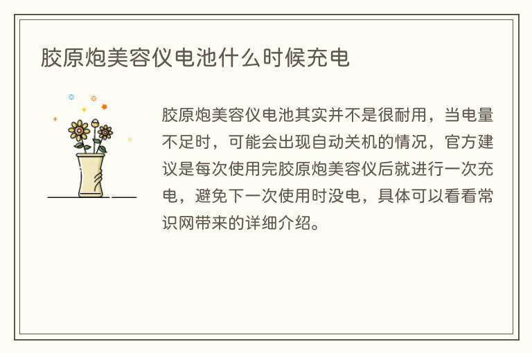 胶原炮美容仪电池什么时候充电
