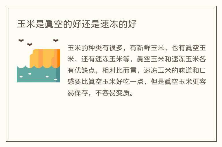 玉米是真空的好还是速冻的好