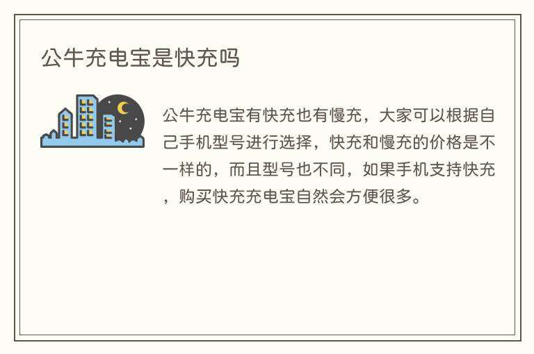 公牛充电宝是快充吗