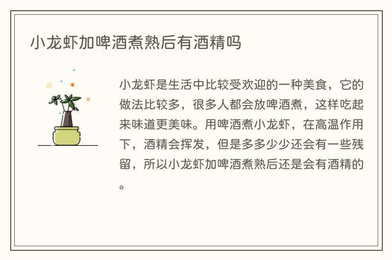 小龙虾加啤酒煮熟后有酒精吗