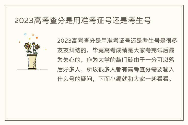 2023高考查分是用准考证号还是考生号