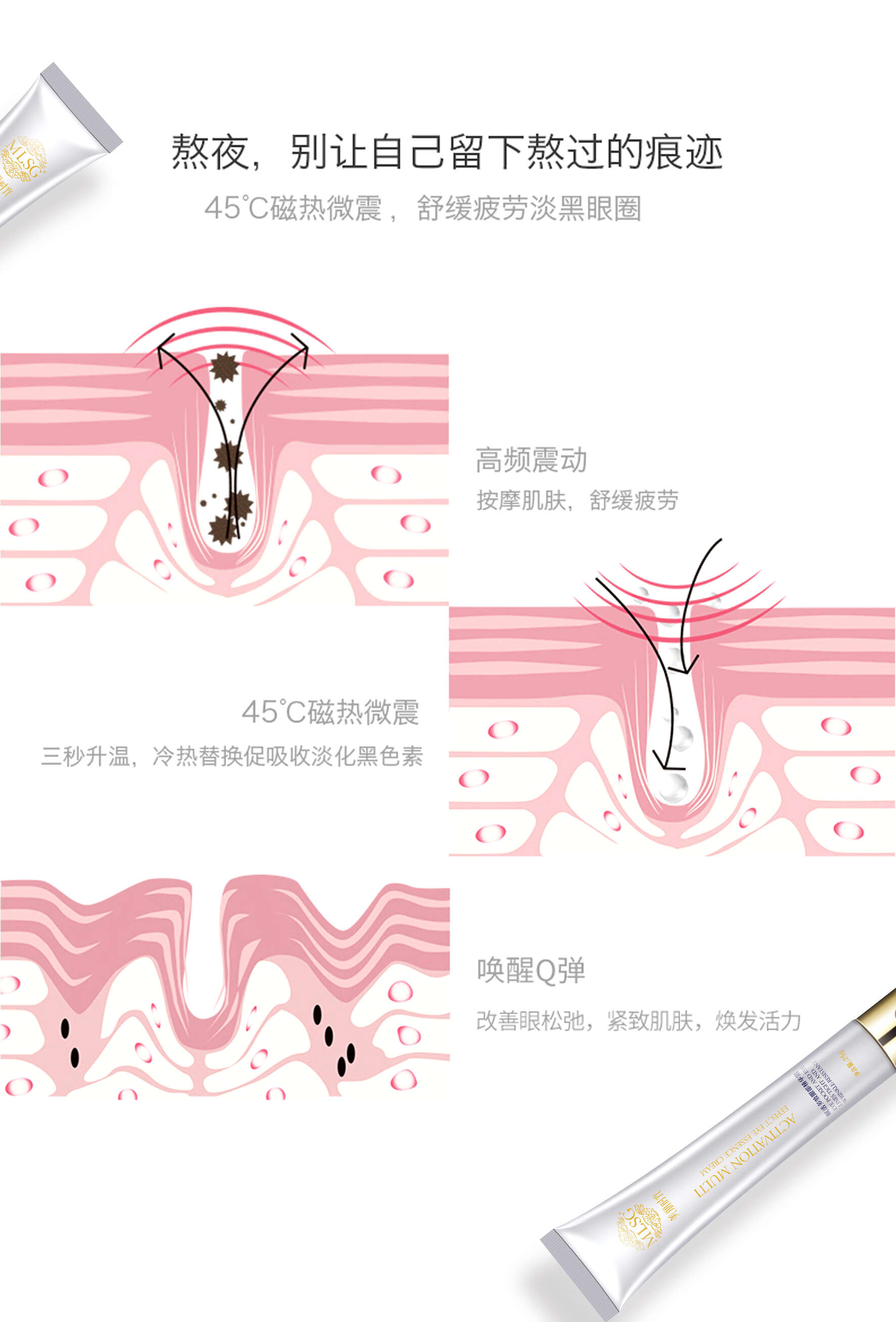 美丽时光赋活多效眼部精华电动眼霜化妆品源头厂家一件代发